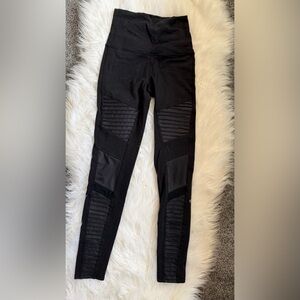 ALO Yoga Black Ribbed Panel Leggings